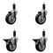 Service Caster 4'' Black Poly Wheel Swivel 1-1/8'' Expanding Stem Caster Set 2 Brakes, 4PK SCC-EX20S414-PPUB-BLK-2-PLB-2-118 - alternate 1